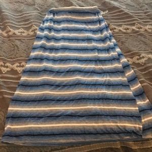 Blue gray and black striped skirt